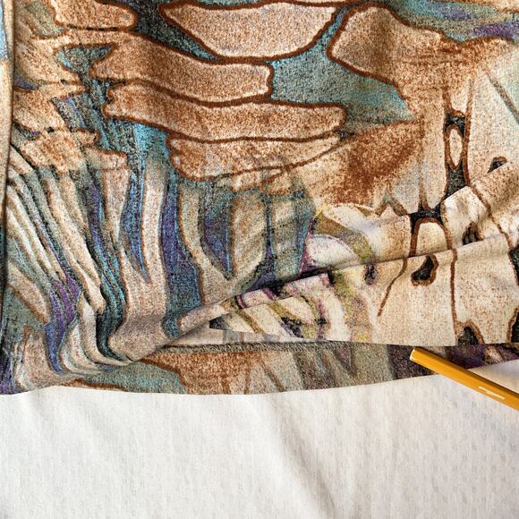 Janine Women Pants Size S Brown Animal Print Wide-Leg 30" Inseam Stretch - Picture 10 of 11